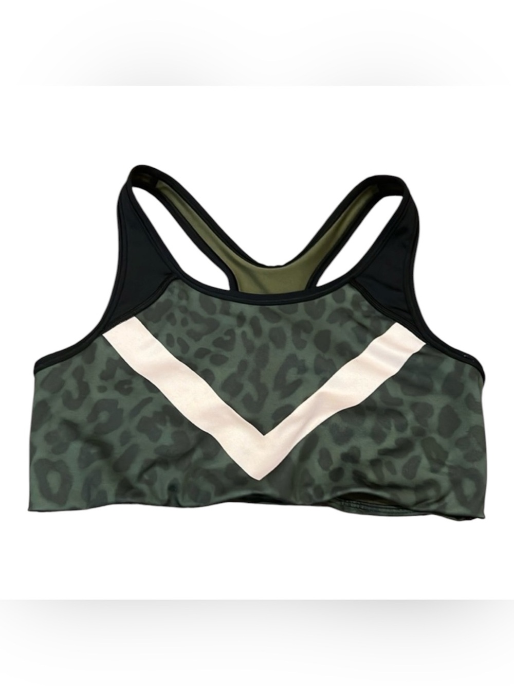 Victoria’s Secret Pink Sports Bra Size Large Animal Print Green Racerback